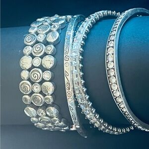 Brighton Set of 4 Silver and Swarovski Bracelets